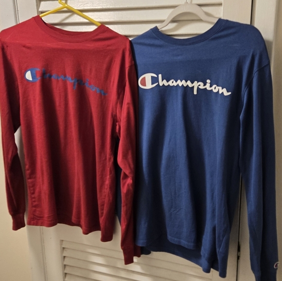 Champion  Logo Men's Long Sleeve Shirts - Blue - Picture 5 of 10